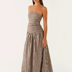 Peppermayo Carmel Maxi Dress in Brown Gingham